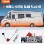 VEVOR Kit de Bougie de Préchauffage pour Chauffage Diesel 2/5/8 kW, Kit de Réparation de Bougie de Préchauffage en Céramique, Accessoires de Réchauffeur de Stationnement avec Outil de Retrait, Atelier