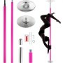 VEVOR Barre de Pole Dance Professionnelle, Pôle de Danse Statique et Rotatif, Kit de Danse à la Barre Verticale, Amovible et Portable, Poteau en Inox Robuste 40 mm, Réglable en Hauteur, pour Club Gym