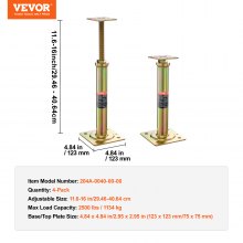 VEVOR 4PCS Cric de Sol Réglable pour Nivellement Plancher Maison 29,46-40,64 cm