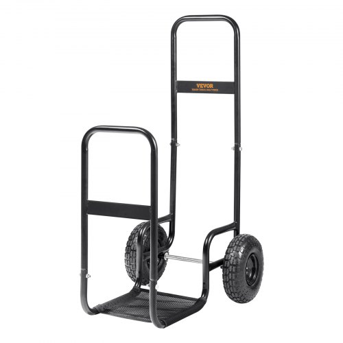 Chariot à Bûches Avec 4 Outils - 3 Niveaux - Charge 60 Kg Par étagère - Roulettes Dont 2 Verrouillables - 40x30x108 Cm
