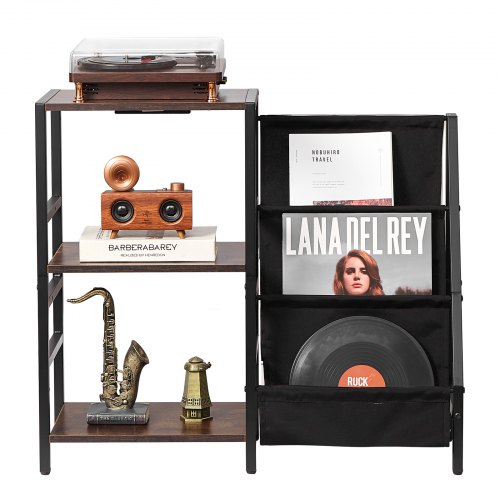 Présentoir Vinyle 2 Niveaux En Métal Noir – Support De Rangement Pour 31,1 Pouces De Hauteur