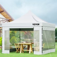 VEVOR Tonnelle Imperméable 3x3 m Tente Pop-up Jardin avec Parois Latérales Pavillon Terrasse Extérieure Abri Pliable Soleil Pluie Neige Résistant aux UV et Sac à Roulettes pour Fête Arrière-Cour Blanc