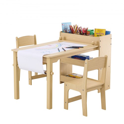 Ensemble Table Et 4 Tabourets Enfants En Bois – Bureau Et Rangement – Pour Chambre Et Salle De Jeux 2-7 Ans