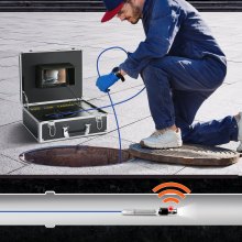 VEVOR Caméra Inspection Canalisation avec Localisateur 512 Hz Endoscope Drain 40 m Écran 7'' Enregistreur Dvr Étanche IP68 12 Led Réglables Carte Sd