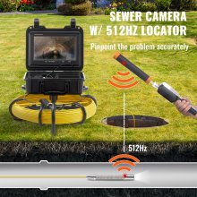 VEVOR Caméra Inspection Canalisation Localisateur 512 Hz Endoscope Drain 50 m écran 9'' Enregistreur Dvr étanche IP68 12 Led Réglables Carte Sd 16