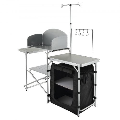 Cuisine De Camping Pliante VEVOR 120x47x70 Cm – Structure Alu, Comptoir Réglable, 2 Rangements, Sac De Transport