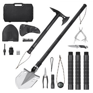 Pelle Pliante Multifonction Militaire YBBIGMALL, Noire, 37 Pouces, Avec Barres D'extension