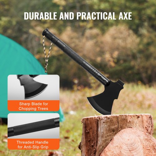 Hache De Survie Tactique Avec Scie Et Allume-feu – Camping Extérieur – Noir