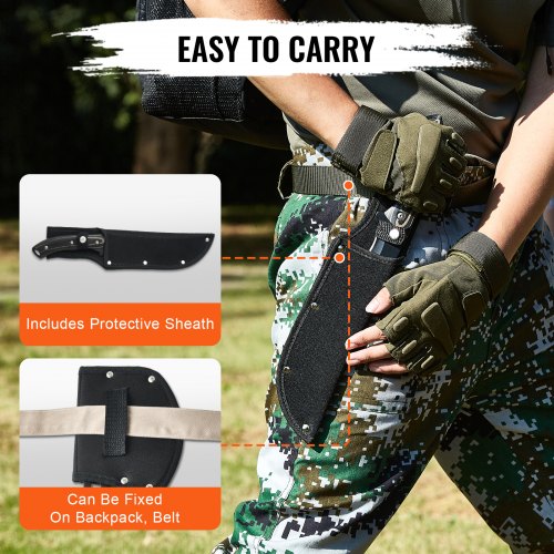 Ensemble de couteaux de camping avec hachette et machette, avec étui, couteau de chasse, lampe Ensemble de couteaux de camping avec hachette et machette, avec étui, couteau de chasse, lampe