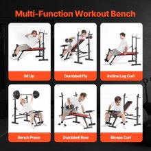 VEVOR Banc de Musculation Multifonctionnel Pliable Ajustable Incliné et Plat Gym