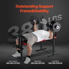 VEVOR Banc de Musculation Réglable et Pliable Capacité 172,4kg pour Domicile Gym