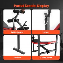 VEVOR Banc de Musculation Réglable et Pliable Capacité 172,4kg pour Domicile Gym