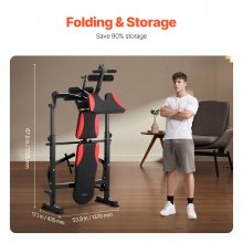 VEVOR Banc de Musculation Réglable et Pliable Capacité 299 kg pour Domicile Gym