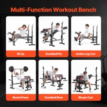 VEVOR Banc de Musculation Réglable et Pliable Capacité 299 kg pour Domicile Gym