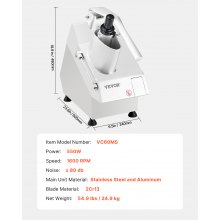 VEVOR Robot culinaire hachoir à légumes en acier inoxydable avec 6 lames 550 W