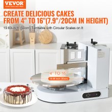 VEVOR Machine à Glacer les Gâteaux 4-16 po Lisseur pour Glaçage Pâtisserie Blanc