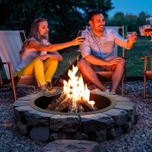 VEVOR Anneau de foyer feu de camp acier avec gril pour barbecue extérieur 889mm