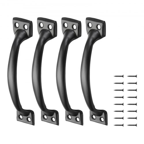 Lot De 2 Poignées De Porte En Forme De D Pour Porte De Jardin En Bois Noir 200 Mm 96222719
