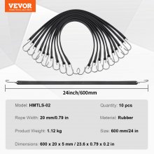 VEVOR Lot de 10 Tendeurs Plats 20x600 mm Sangles Élastiques avec Crochet en S