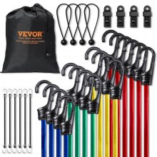 VEVOR Lot de 32 Tendeur Élastique Corde Robuste Extensible avec Crochet en Acier