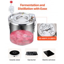 VEVOR Distillateur Alambic Chaudière à Spiritueux Inox 11,4 L Kit de Brassage