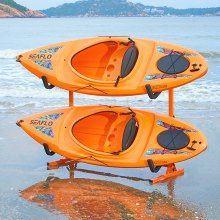 VEVOR Support pour Kayak Autoportant, Porte-kayak Capacité 2PCs Canoë Paddle SUP, Rack pour Planche à Pagaie en Acier Robuste avec Bras Rembourrés Largeur Réglable, Charge 79 kg, pour Rangement Surf