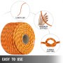 Corde polyester double tresse VEVOR, 200', orange, souplesse moyenne, nouage flexible.