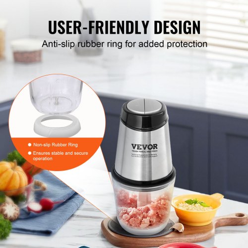 Hachoir Électrique Hoapin 800W - 2 Bols Verre 3L + 0.5L, Hachoir Viande Légumes Fruits, 2 Vitesses (Blanc)