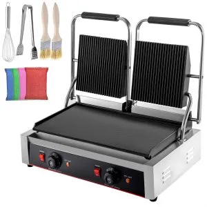 Grill Plancha Aigostar 1800W - Viande, Légumes, Paninis, Presse - Ouverture 180° - Noir