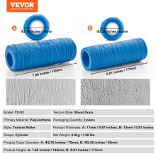 VEVOR Rouleau de texture en polyuréthane pour béton 195 x 70 mm et 173 x 60 mm