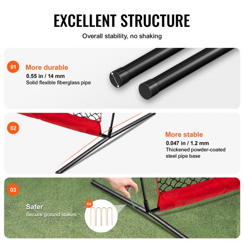 Filet D'Entraînement Baseball Softball VEVOR 5x3m - Pare-Balles Portable Multisport