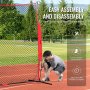 Filet de protection VEVOR, montage et démontage faciles sur terrain de sport, aucun outil requis, installation par une seule personne.