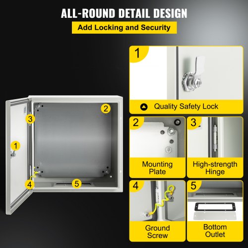 Coffret Etanche Boîtier En Acier Au Carbone NEMA,VEVOR 25x20x15 Cm,coffret Armoire Coffret électrique Vevor