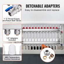 VEVOR Collecteur de Chauffage Radiant par Sol 12 Branches avec Tubes PEX 1,27 cm