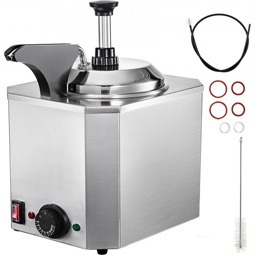 Chauffe-sauce électrique 650ML/Bouteille 2/3/4 Grids Réchauffeur De Sauce En Acier Inoxydable Chauffe-chocolat Chauffe-fromage Commercial Bouteille De Sauce Machine De Chauffage 30-85℃ Chocolat Chauffe-liquide Pot,4Grid