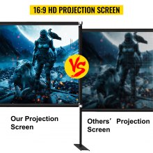 VEVOR écran de Projection avec Support 100 254 cm Toile de Projection sur Pied HD 16:9 226x140 cm écran pour vidéoprojecteur en Alu Vision Large 160°