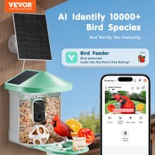 VEVOR Mangeoire à Oiseaux Intelligent Solaire Caméra AI Identifier 10000 Espèces