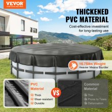 VEVOR Bâche Piscine Ronde, Couverture Solaire pour Piscine Hors Sol 4,57 m Housse de Sécurité d'Hiver en PVC Imperméable Résistant au Soleil avec Cordon de Serrage pour Protection de Piscines, Noir