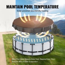 VEVOR Bâche Piscine Ronde, Couverture Solaire pour Piscine Hors Sol 4,57 m Housse de Sécurité d'Hiver en PVC Imperméable Résistant au Soleil avec Cordon de Serrage pour Protection de Piscines, Noir