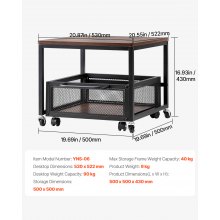 VEVOR Support de mini-réfrigérateur avec chariot de rangement 90 kg marron foncé