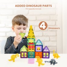 VEVOR Blocs de construction magnétiques pour enfants avec 4 dinosaures 56 PCS