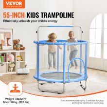 VEVOR Mini trampoline fitness rebounder pour enfants avec filet 1470 mm bleu