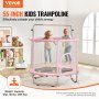 VEVOR Mini trampoline fitness rebounder pour enfants avec filet 1470 mm rose