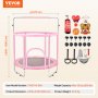 VEVOR Mini trampoline fitness rebounder pour enfants avec filet 1470 mm rose