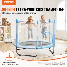 VEVOR Mini trampoline fitness rebounder pour enfants avec filet 1545 mm bleu