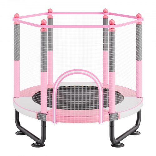 Trampoline Enfant 140 Cm – Avec Filet De Sécurité – Intérieur/Extérieur – Rose