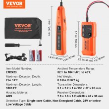 VEVOR Localisateur de câbles souterrains traceur fil profondeur de détection 1 m