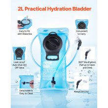 VEVOR Sac à dos d'hydratation isolé avec poche à eau en TPU 2 L randonnée bleu