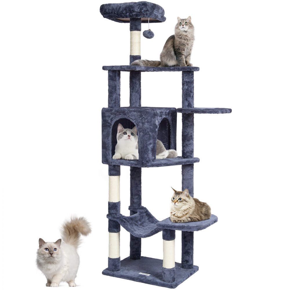 VEVOR Arbre à chat 154 cm tour à chat d'intérieur avec griffoir sisal gris foncé