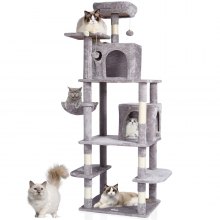 VEVOR Arbre à chat 174 cm tour à chat d'intérieur avec griffoir sisal gris clair